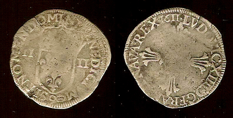 quarter ecu Henri III 1611 Rennes F